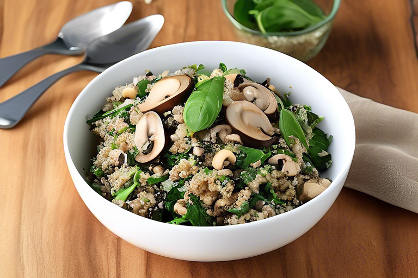 Spinach and Mushroom Quinoa Salad